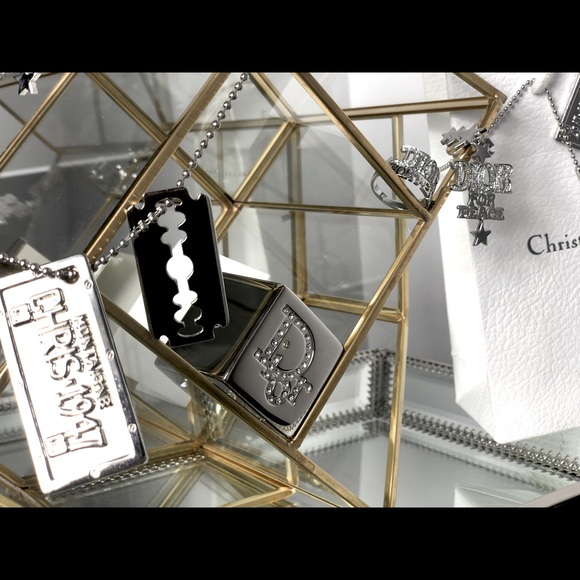 Vintage Dior John Galliano Silver Logo Ball Chain Razor Blade Dog Tag Necklace - Picture 13 of 16